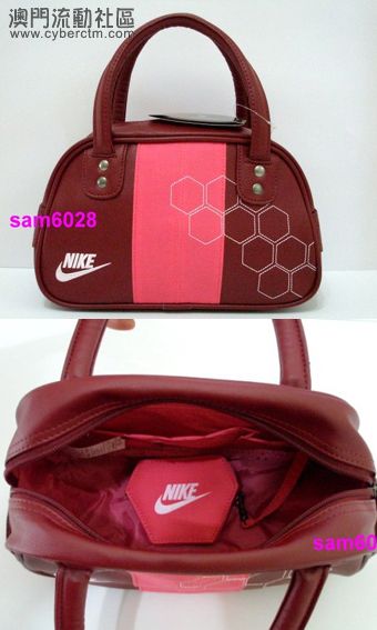 NIKE足球風小手提包(暗紅桃紅色) 