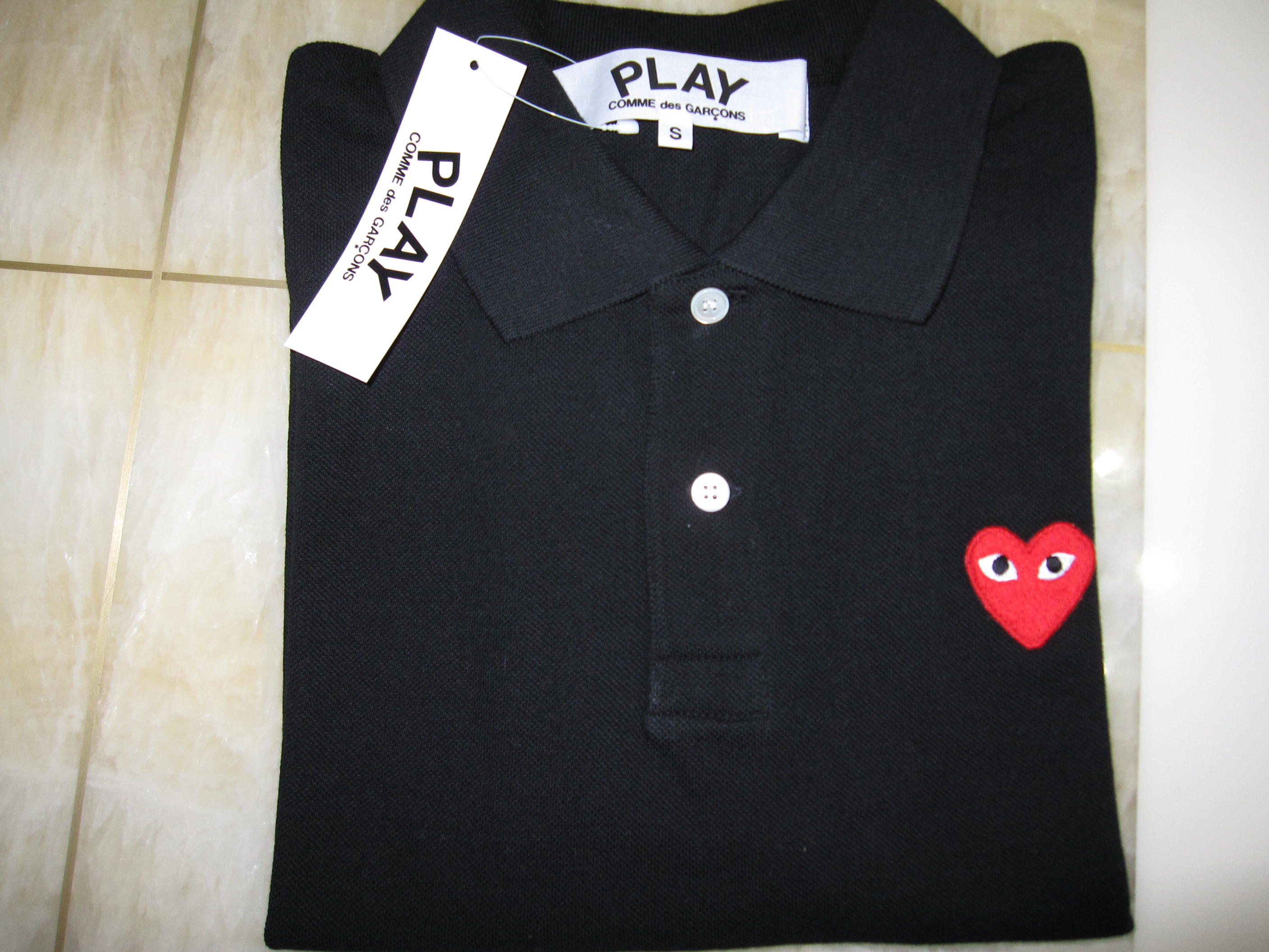 全新PLAY COMME des GARCONS 男裝紅心POLO  