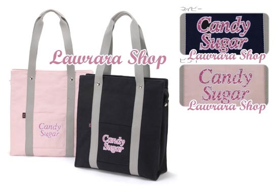 CANDY SUGAR 日本原裝入口粉紅黑色黑色帆布袋 學生書包 送塵袋 