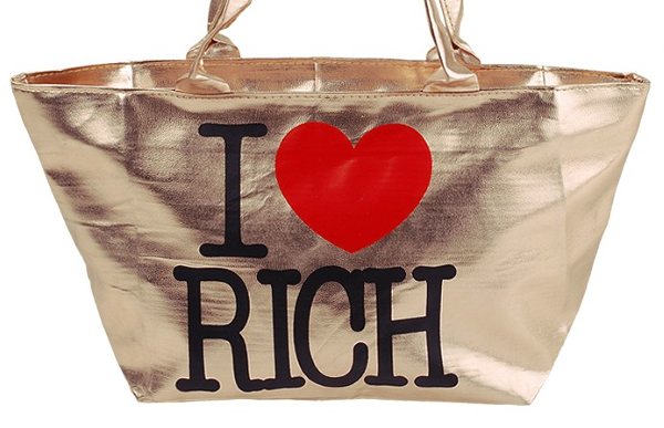 日本原單I love rich金色手提包 